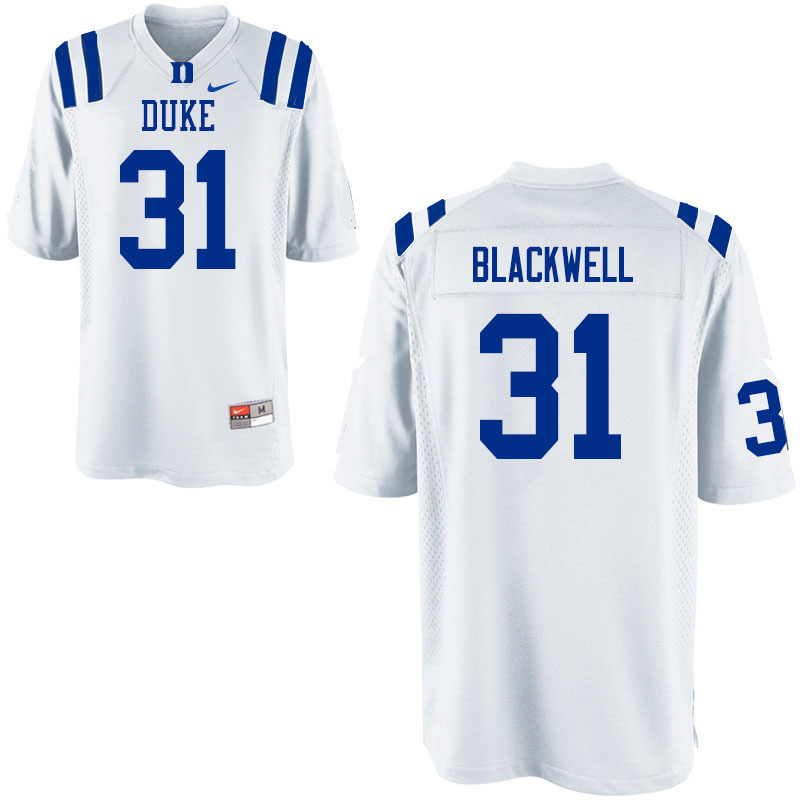 Men #31 Josh Blackwell Duke Blue Devils College Football Jerseys Sale-White - Click Image to Close
